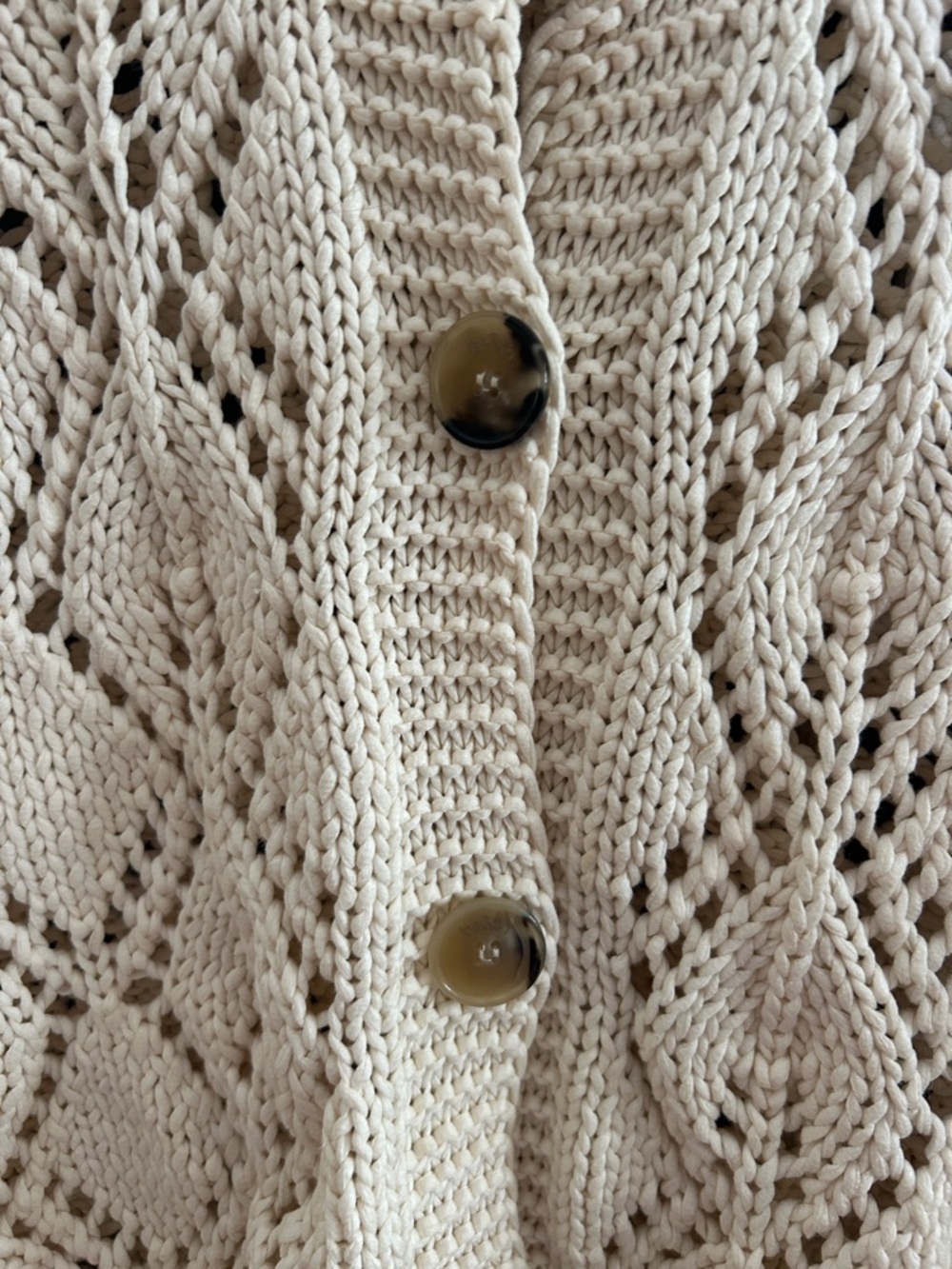 ba&sh Cream Cropped Open-Knit Button Front Cardigan - Picture 4 of 5